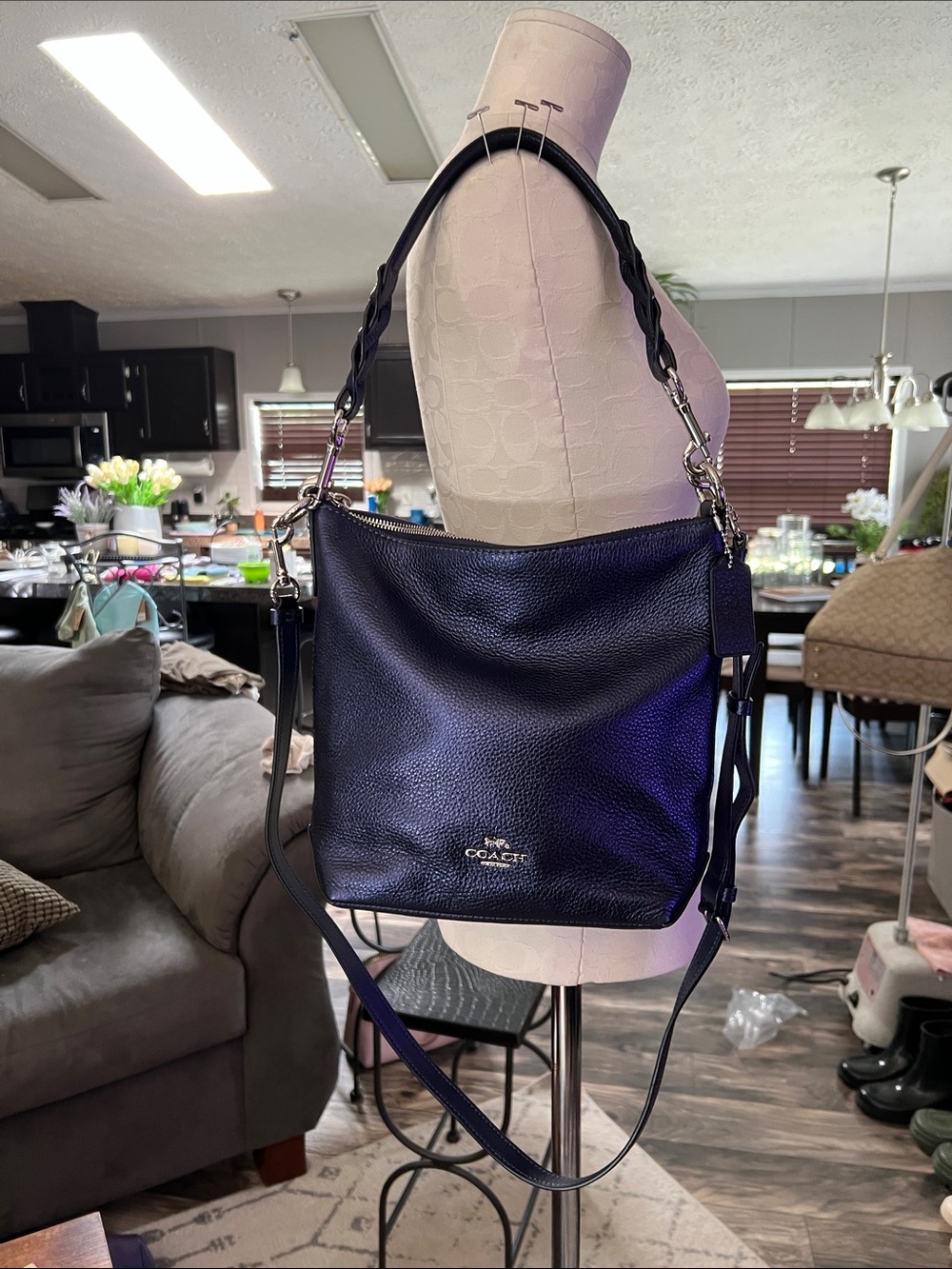 Coach Metallic Midnight Blue duffle
